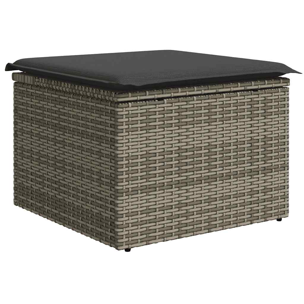 7-delige Loungeset met kussens poly rattan grijs