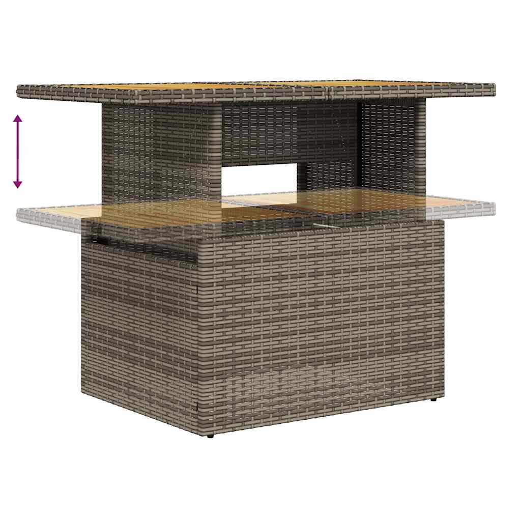 7-delige Loungeset met kussens poly rattan grijs