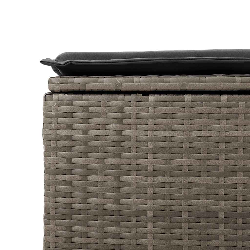 7-delige Loungeset met kussens poly rattan grijs