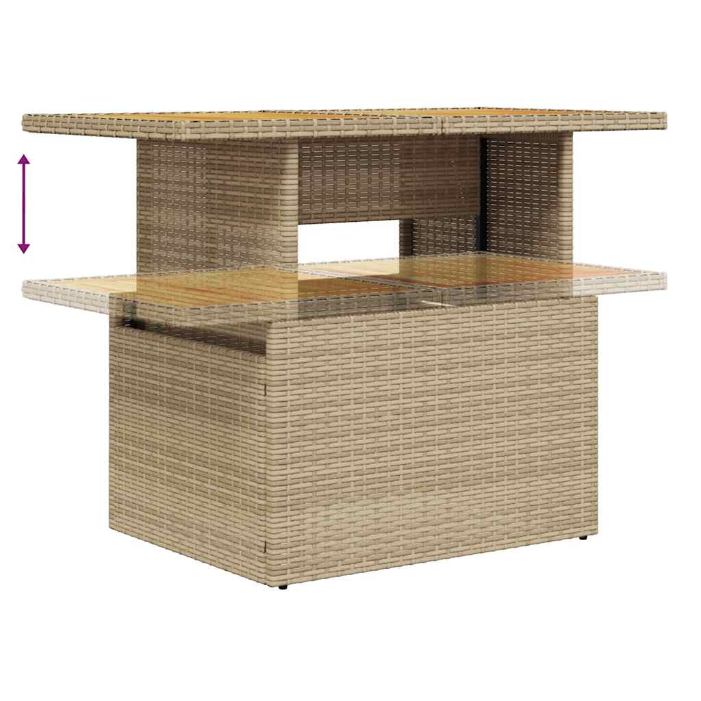 8-delige Loungeset met kussens poly rattan beige