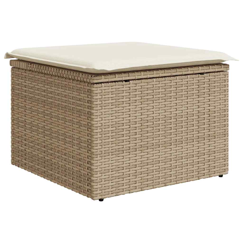 6-delige Loungeset met kussens poly rattan beige