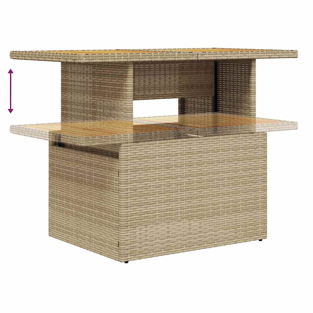 7-delige Loungeset met kussens poly rattan beige