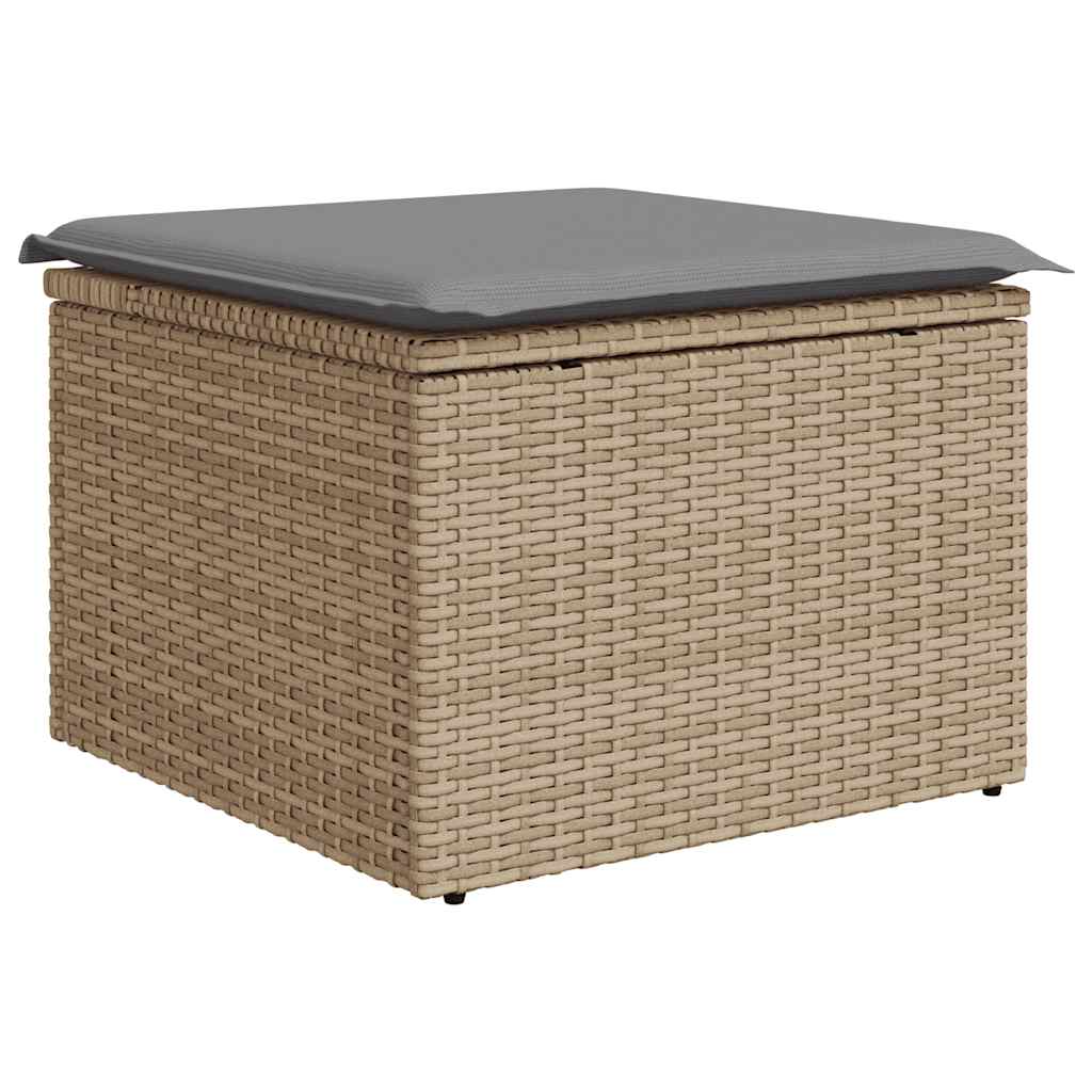 6-delige Loungeset met kussens poly rattan beige