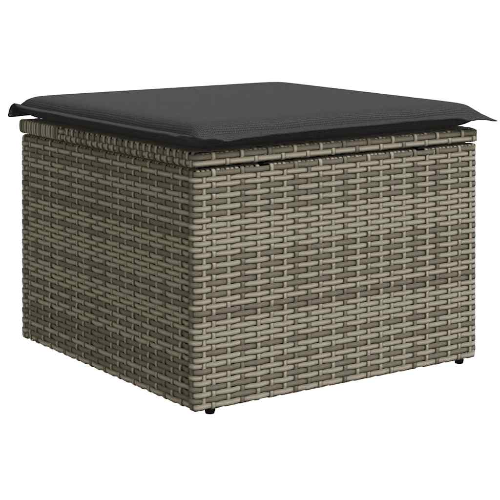 6-delige Loungeset met kussens poly rattan grijs