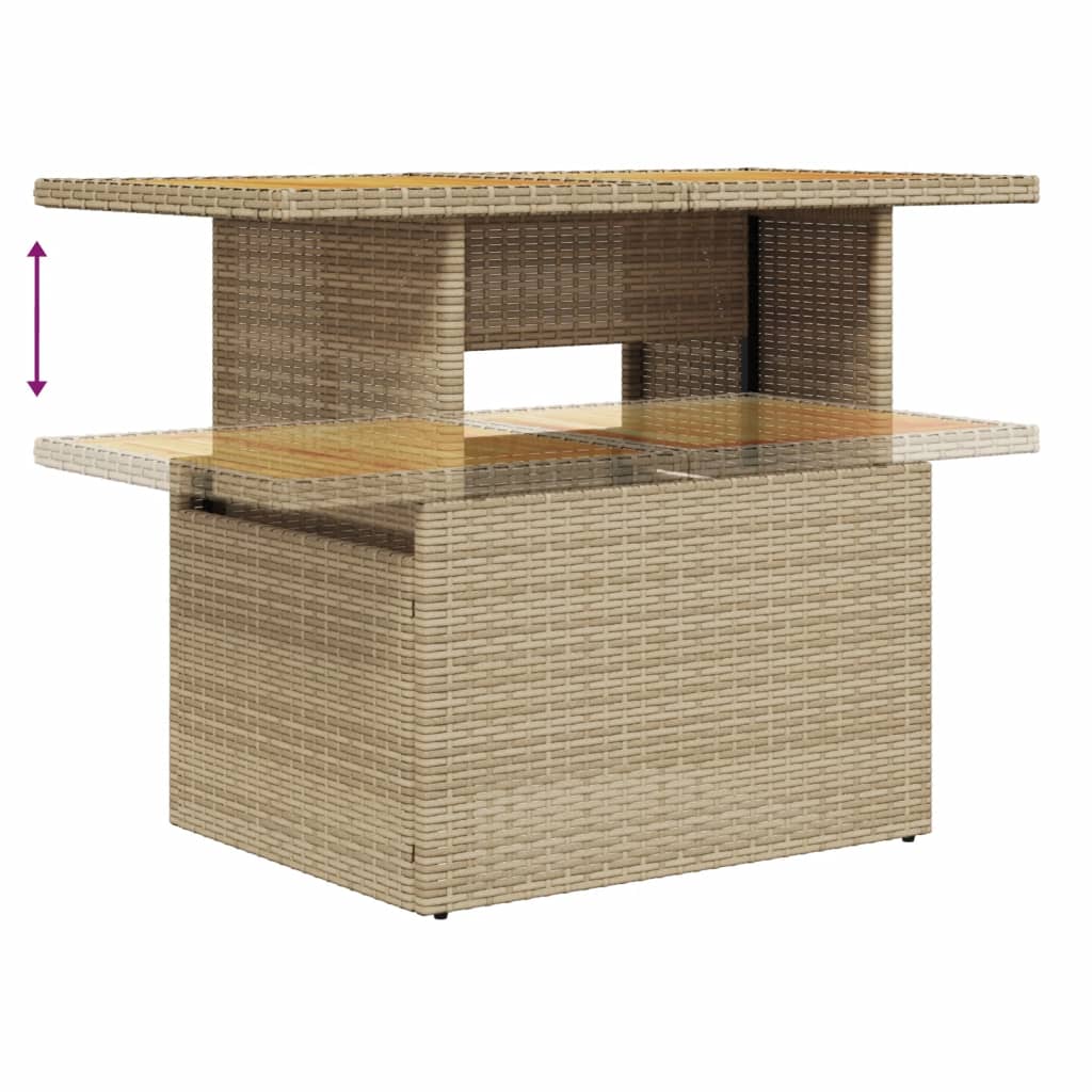 9-delige Loungeset met kussens poly rattan beige