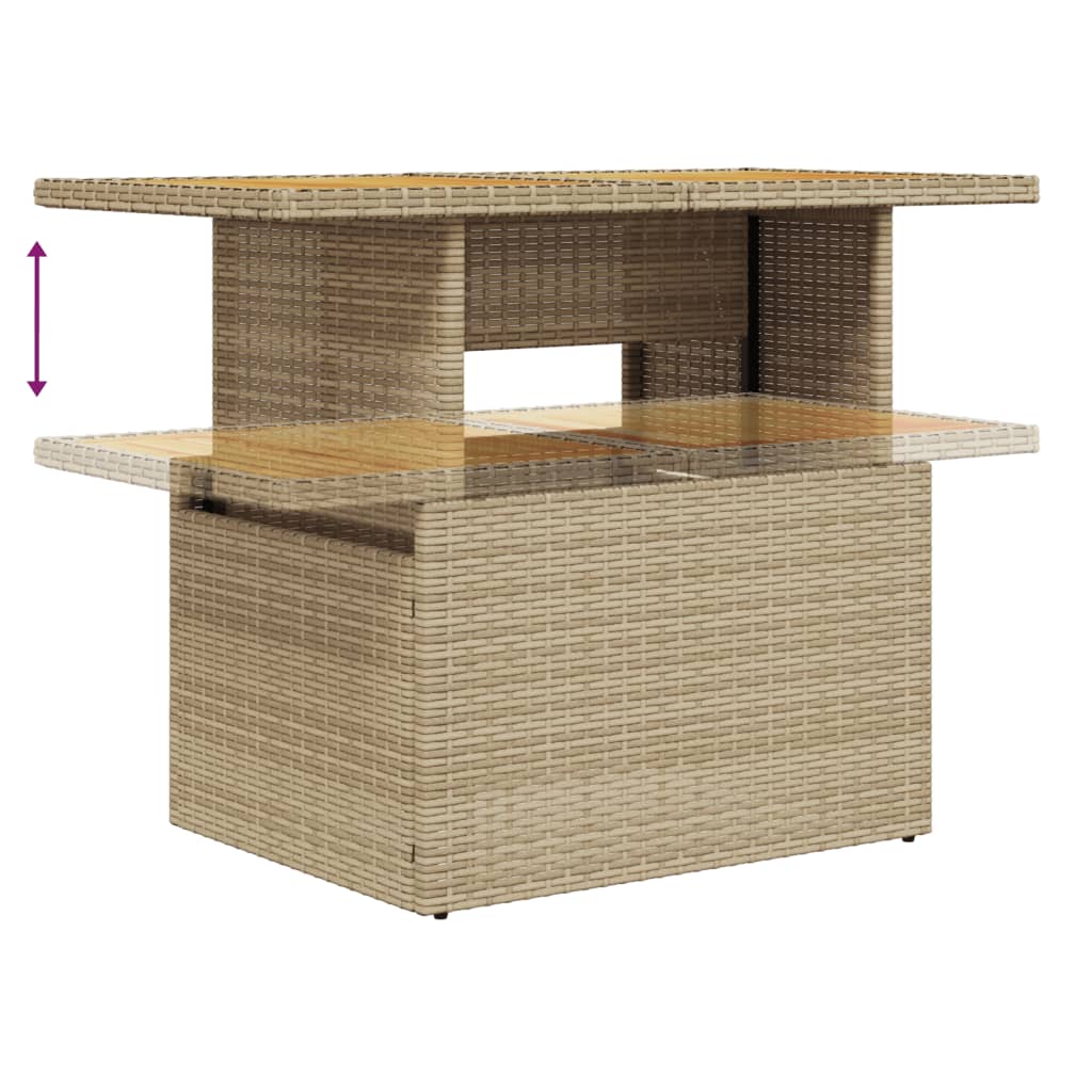 11-delige Tuinset met kussens poly rattan beige