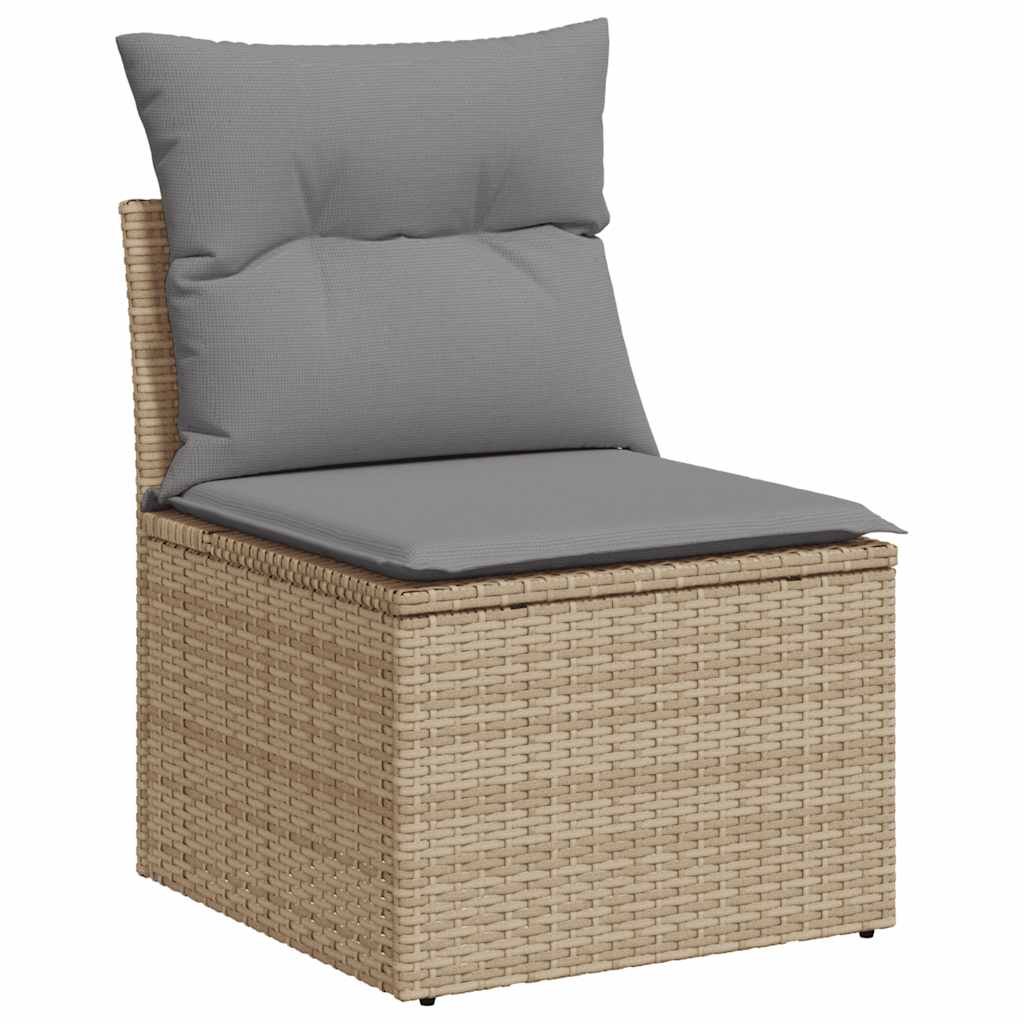 9-delige Loungeset met kussens poly rattan beige