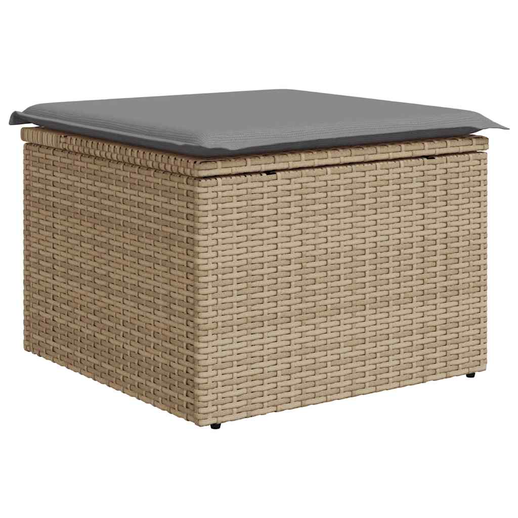 6-delige Loungeset met kussens poly rattan acacia beige