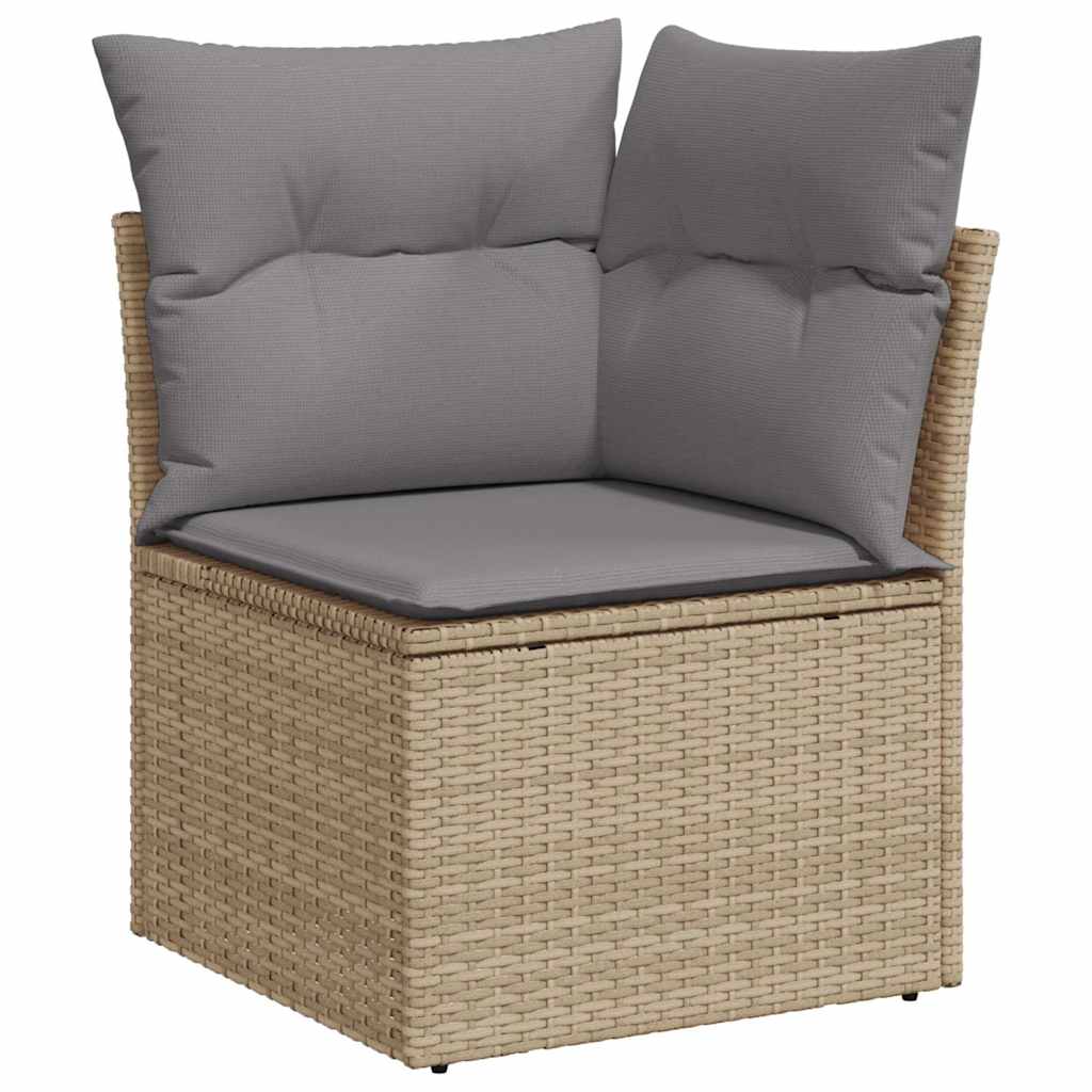 11-delige Tuinset met kussens poly rattan acacia beige