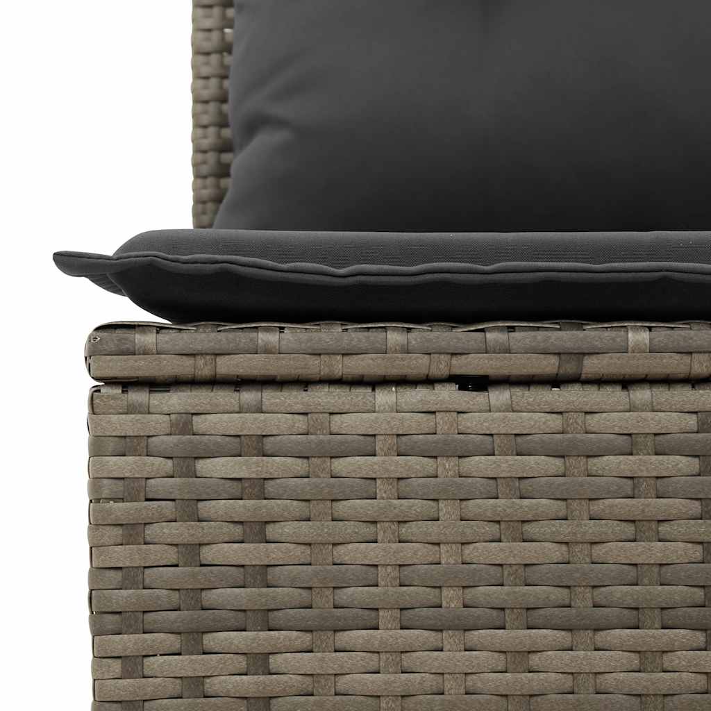 7-delige Loungeset met kussens poly rattan acacia grijs