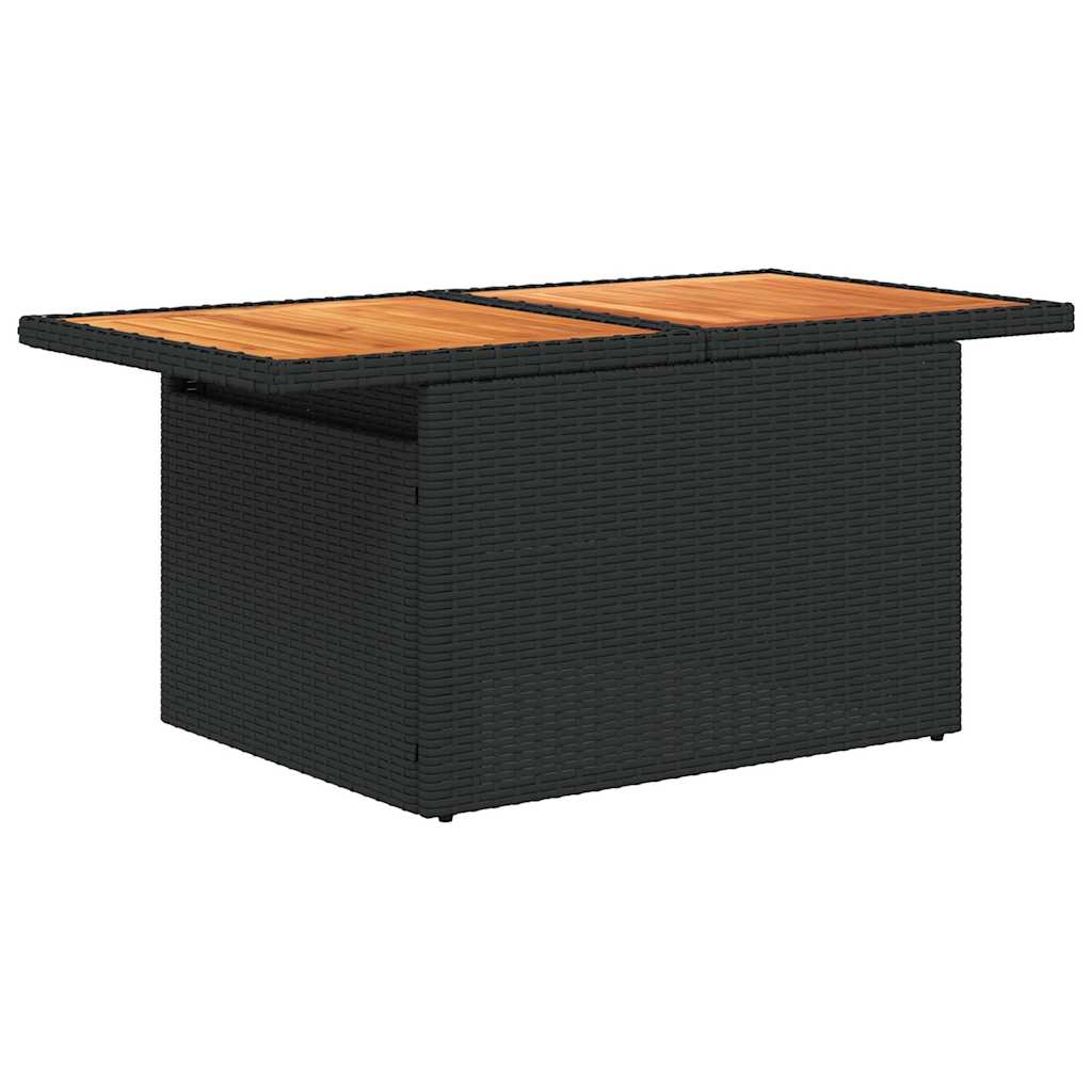 7-delige Loungeset met kussens poly rattan acacia zwart