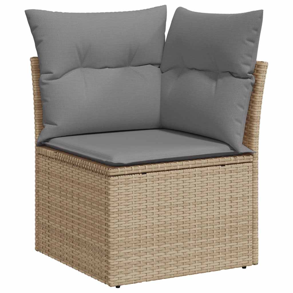 8-delige Loungeset met kussens poly rattan acacia beige