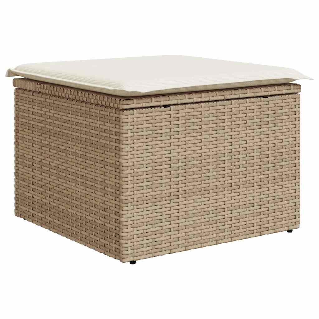 6-delige Loungeset met kussens poly rattan acacia beige