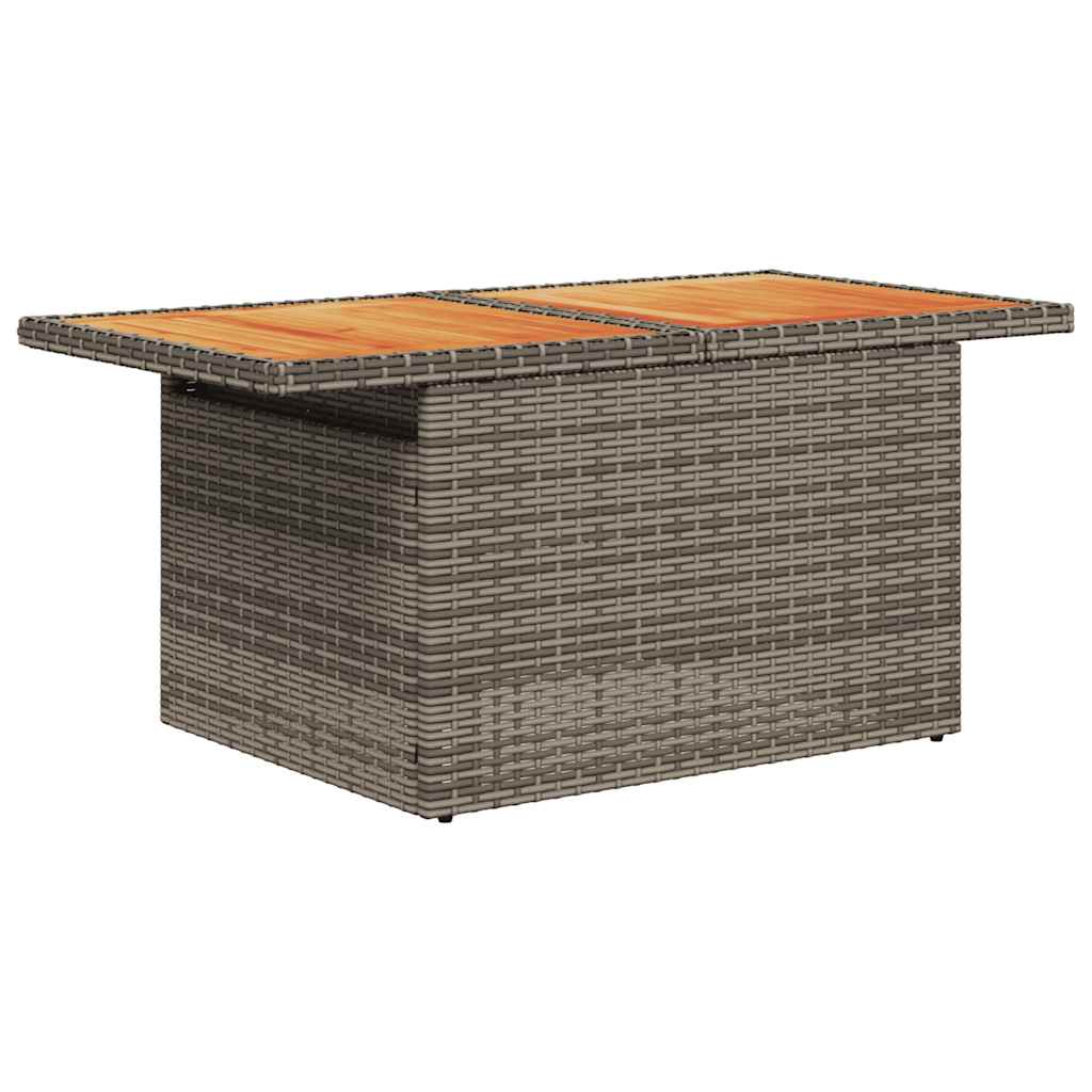 5-delige Loungeset met kussens poly rattan acacia grijs