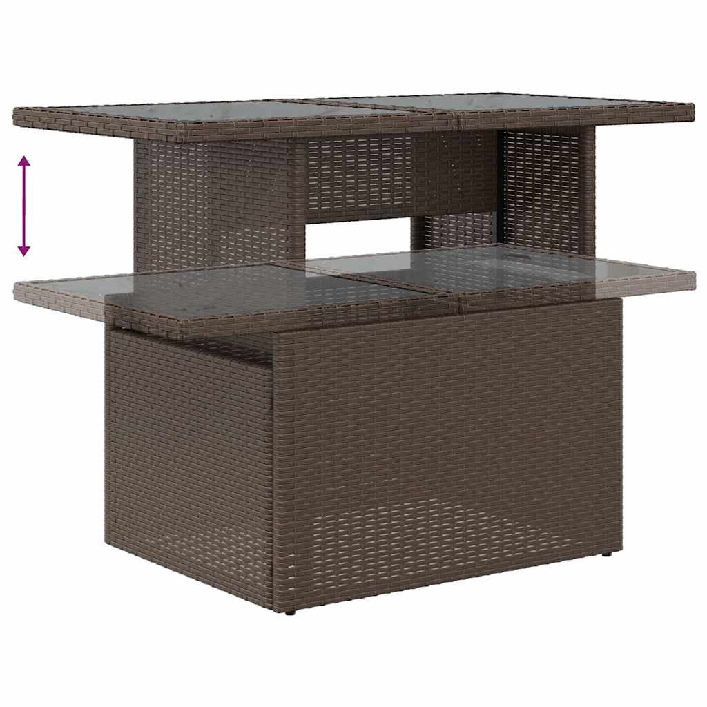 6-delige Loungeset met kussens poly rattan bruin