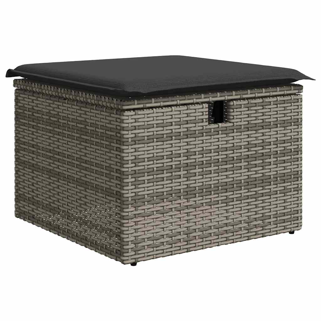 6-delige Loungeset met kussens poly rattan acacia grijs