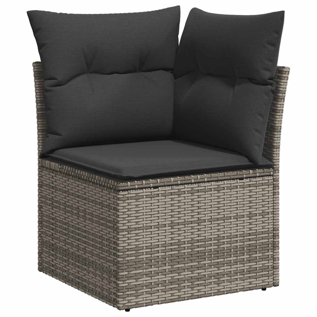 5-delige Loungeset met kussens poly rattan acacia grijs