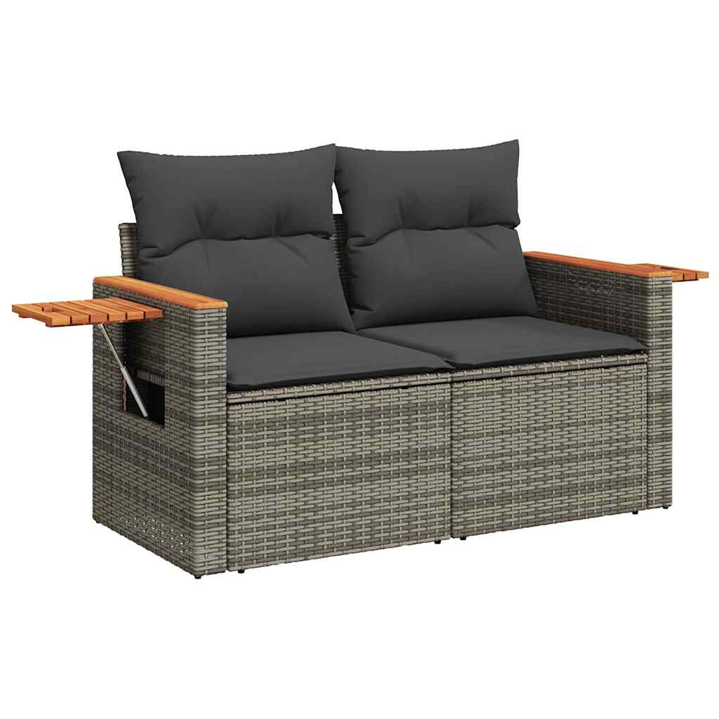 5-delige Loungeset met kussens poly rattan grijs