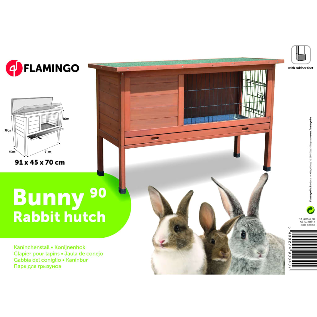 FLAMINGO Konijnenhok Bunny 90 91x45x70 cm bruin Kooien & hokken | Creëer jouw Trendy Thuis | Gratis bezorgd & Retour | Trendy.nl