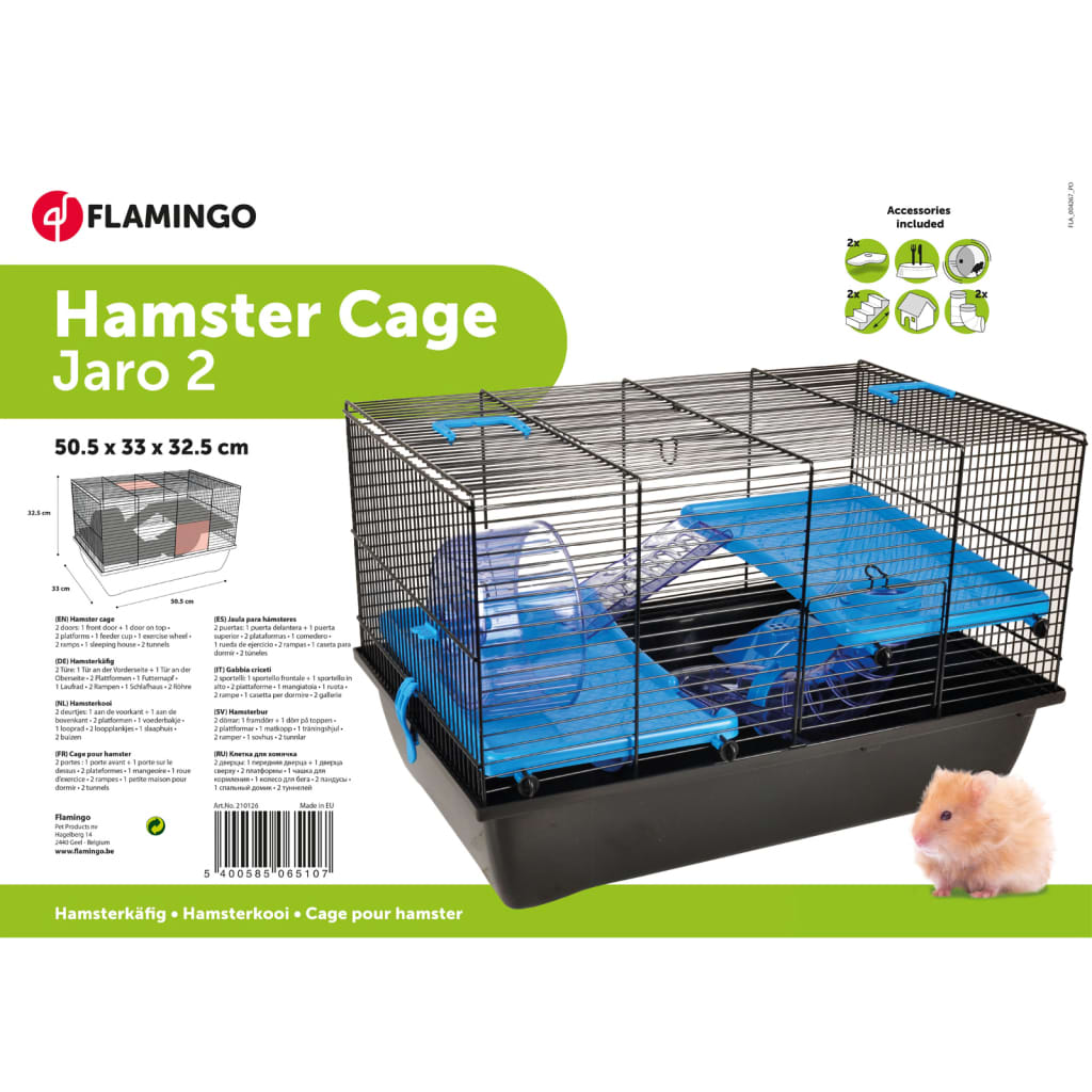 FLAMINGO Hamsterkooi Jaro 2 50,5x33x32,5 cm zwart en blauw Kooien & hokken | Creëer jouw Trendy Thuis | Gratis bezorgd & Retour | Trendy.nl
