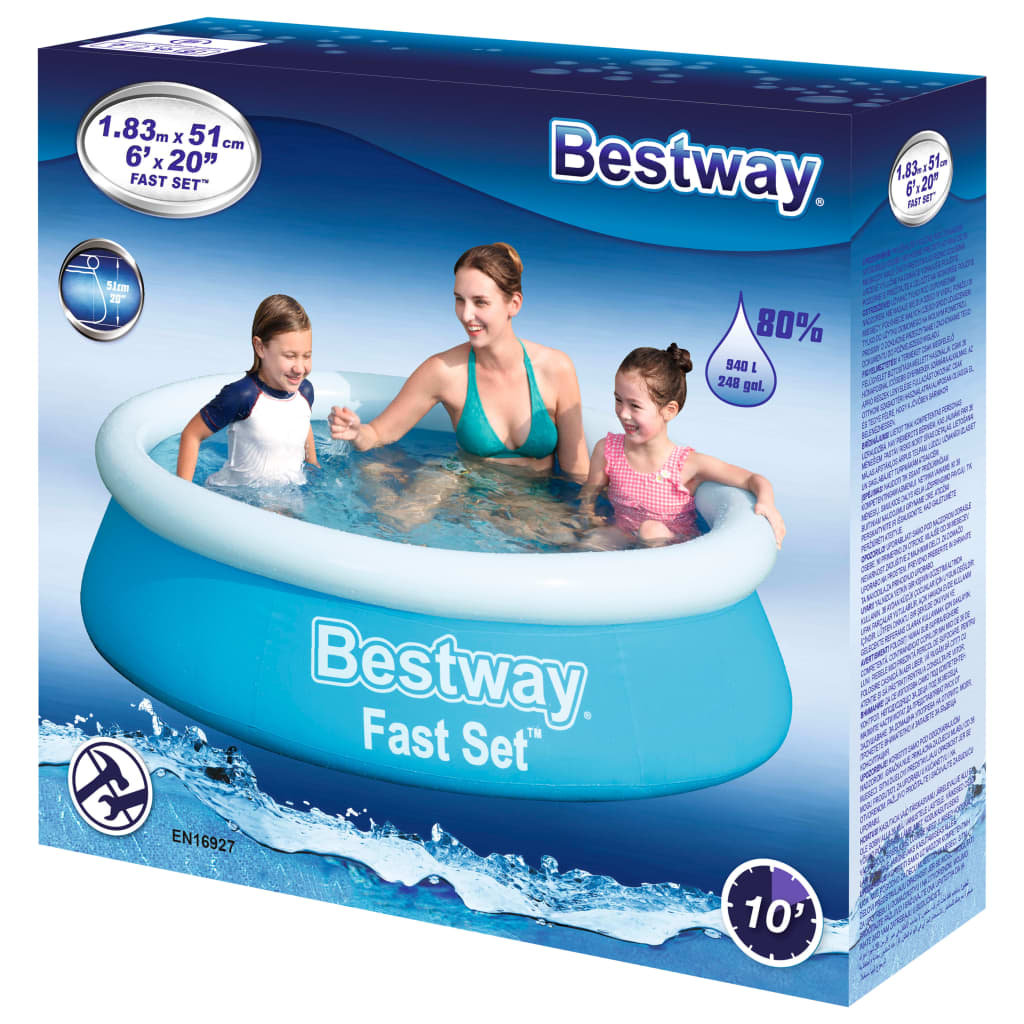 Trendy Zwembad Fast Set opblaasbaar rond 183x51 cm blauw Zwembaden | Creëer jouw Trendy Thuis | Gratis bezorgd & Retour | Trendy.nl