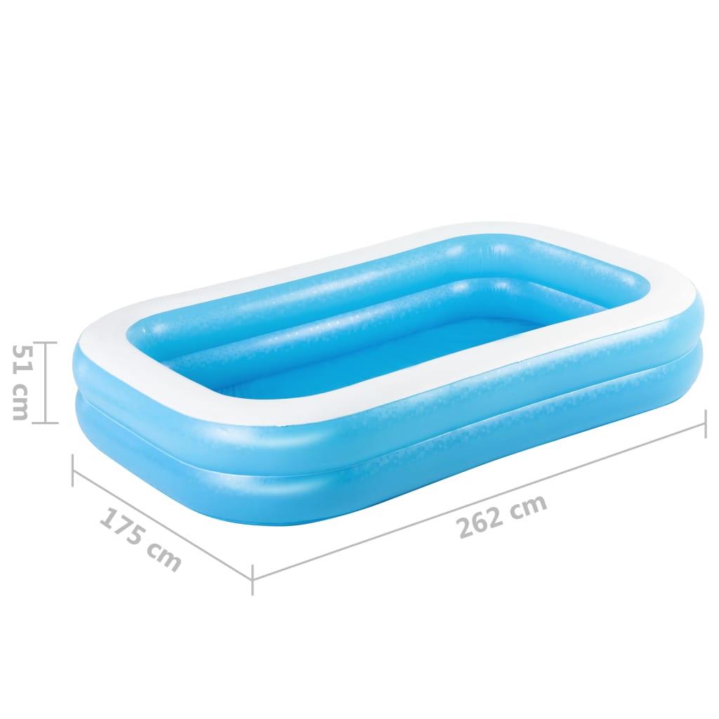 Trendy Gezinszwembad rechthoekig opblaasbaar 262x175x51cm blauw wit Zwembaden | Creëer jouw Trendy Thuis | Gratis bezorgd & Retour | Trendy.nl