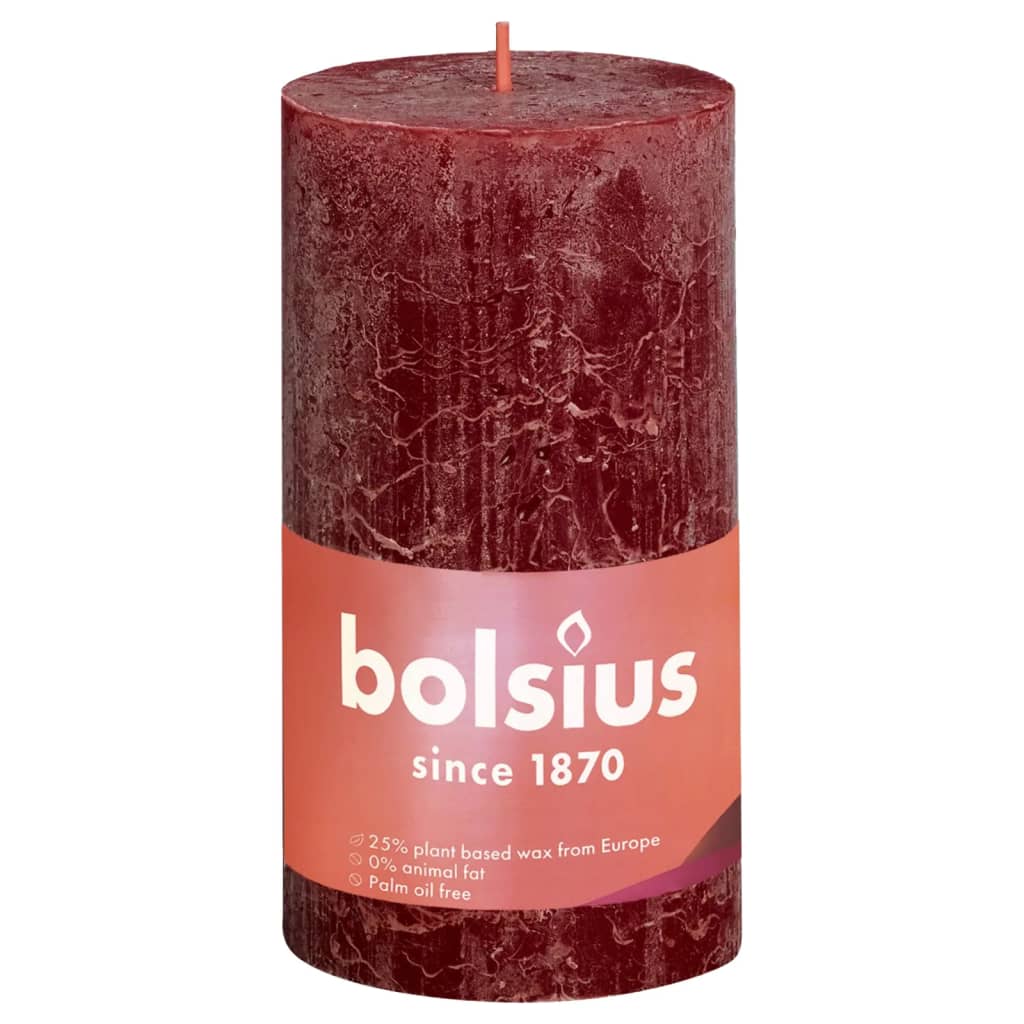Bolsius Stompkaarsen Shine 4 st rustiek 130x68 mm fluweelrood Kaarsen | Creëer jouw Trendy Thuis | Gratis bezorgd & Retour | Trendy.nl
