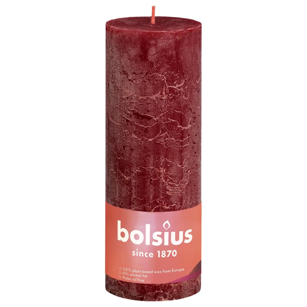 Bolsius Stompkaarsen Shine 4 st rustiek 190x68 mm fluweelrood Kaarsen | Creëer jouw Trendy Thuis | Gratis bezorgd & Retour | Trendy.nl