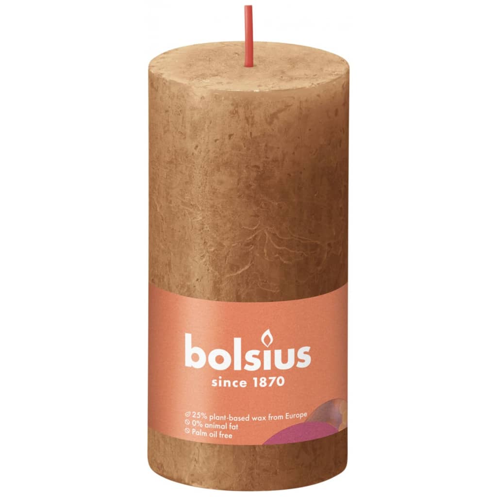 Bolsius Stompkaarsen Shine 8 st rustiek 100x50 mm spice brown Kaarsen | Creëer jouw Trendy Thuis | Gratis bezorgd & Retour | Trendy.nl