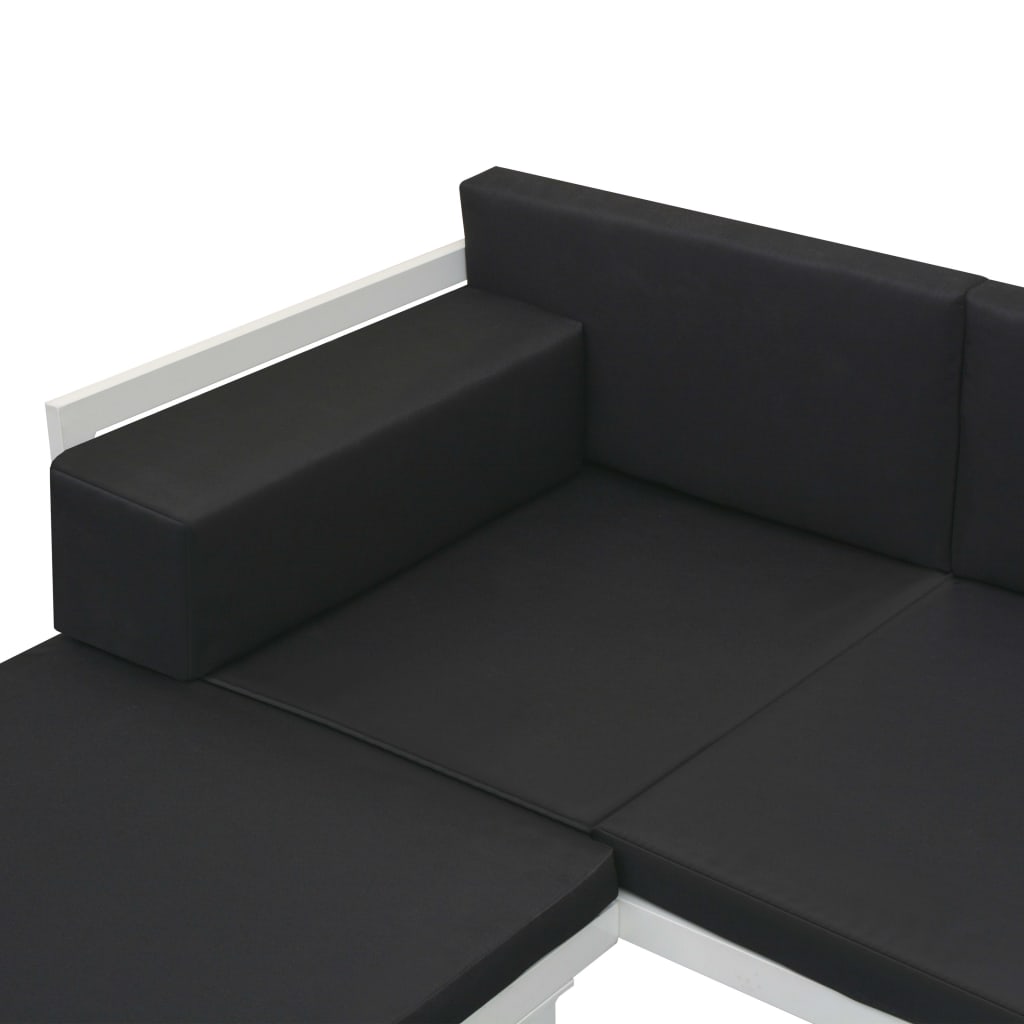 4-delige Loungeset met kussens aluminium zwart Tuinsets | Creëer jouw Trendy Thuis | Gratis bezorgd & Retour | Trendy.nl