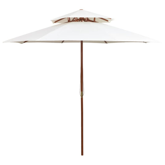 Dubbeldekker parasol 270x270 cm houten paal crèmewit Parasols en zonneschermen | Creëer jouw Trendy Thuis | Gratis bezorgd & Retour | Trendy.nl