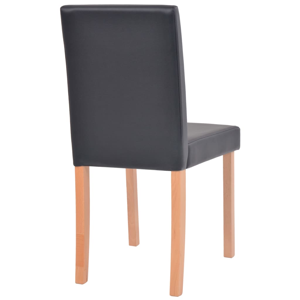 Eettafel met stoelen kunstleer en eikenhout zwart 7 st