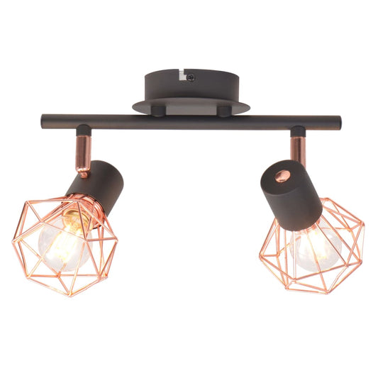 Plafondlamp met 2 spotlights E14 zwart en koper Plafondlampen | Creëer jouw Trendy Thuis | Gratis bezorgd & Retour | Trendy.nl