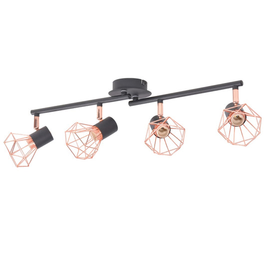 Plafondlamp met 4 spotlights E14 zwart en koper Plafondlampen | Creëer jouw Trendy Thuis | Gratis bezorgd & Retour | Trendy.nl