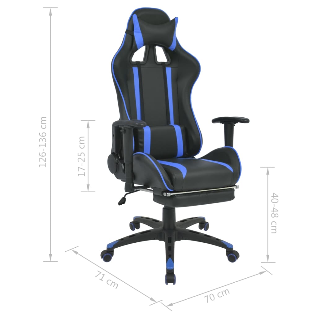 Bureau-/gamestoel verstelbaar met voetensteun blauw Bureaustoelen | Creëer jouw Trendy Thuis | Gratis bezorgd & Retour | Trendy.nl