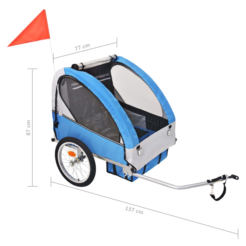 Fietskar voor kinderen 30 kg grijs en blauw Fietstrailers | Creëer jouw Trendy Thuis | Gratis bezorgd & Retour | Trendy.nl