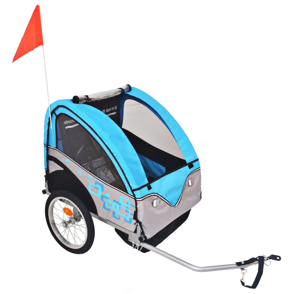 Fietskar voor kinderen 30 kg grijs en blauw Fietstrailers | Creëer jouw Trendy Thuis | Gratis bezorgd & Retour | Trendy.nl