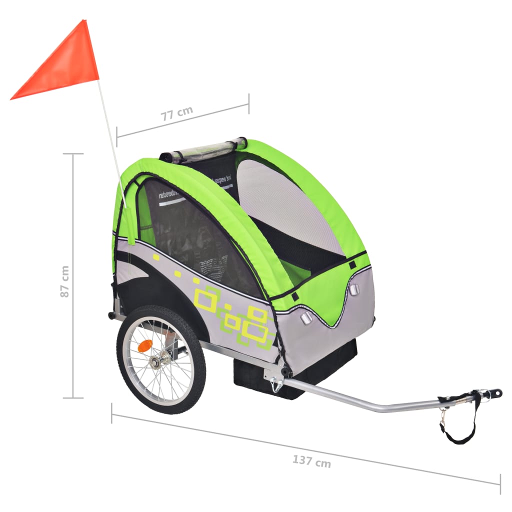 Fietskar voor kinderen 30 kg grijs en groen Fietstrailers | Creëer jouw Trendy Thuis | Gratis bezorgd & Retour | Trendy.nl