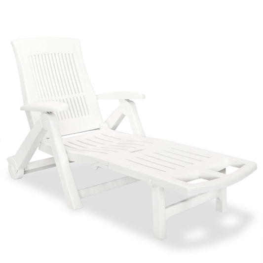 Ligstoel met voetsteun kunststof wit Ligstoelen | Creëer jouw Trendy Thuis | Gratis bezorgd & Retour | Trendy.nl