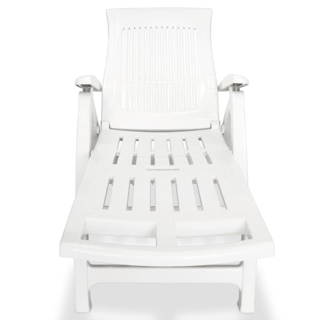 Ligstoel met voetsteun kunststof wit Ligstoelen | Creëer jouw Trendy Thuis | Gratis bezorgd & Retour | Trendy.nl