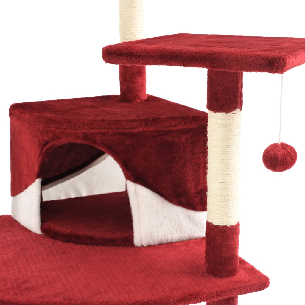 Kattenkrabpaal met sisal krabpalen 203 cm rood en wit Kattenmeubels | Creëer jouw Trendy Thuis | Gratis bezorgd & Retour | Trendy.nl