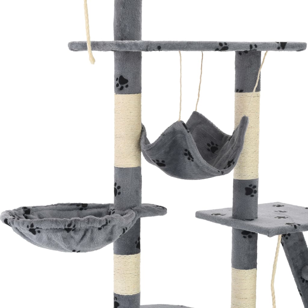 Kattenpaal met sisal krabpalen 230-250 cm pootafdrukken grijs Kattenmeubels | Creëer jouw Trendy Thuis | Gratis bezorgd & Retour | Trendy.nl