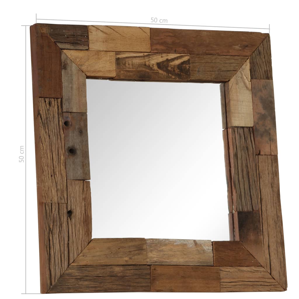 Spiegel 50x50 cm massief gerecycled hout Spiegels | Creëer jouw Trendy Thuis | Gratis bezorgd & Retour | Trendy.nl