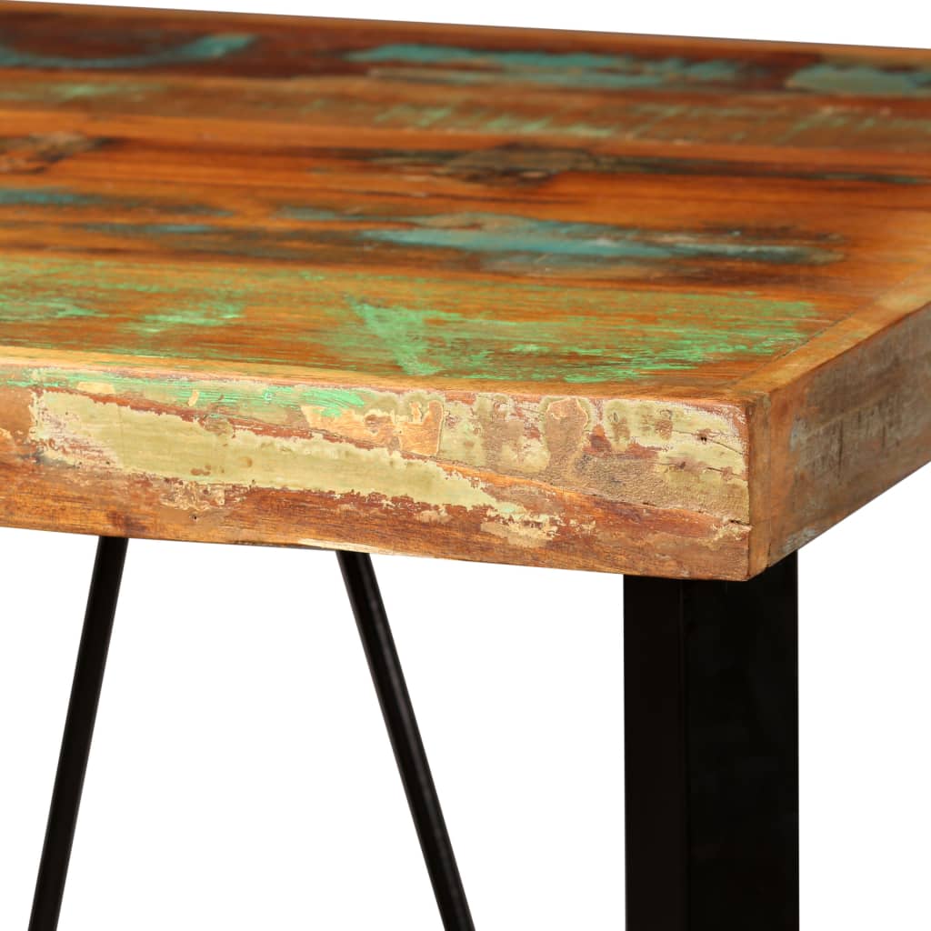 Barset massief gerecycled hout, echt leer en canvas 3-delig