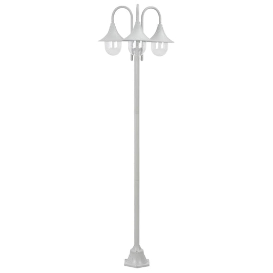 Paalverlichting tuin E27 220 cm aluminium wit 3-delig Buitenverlichting | Creëer jouw Trendy Thuis | Gratis bezorgd & Retour | Trendy.nl