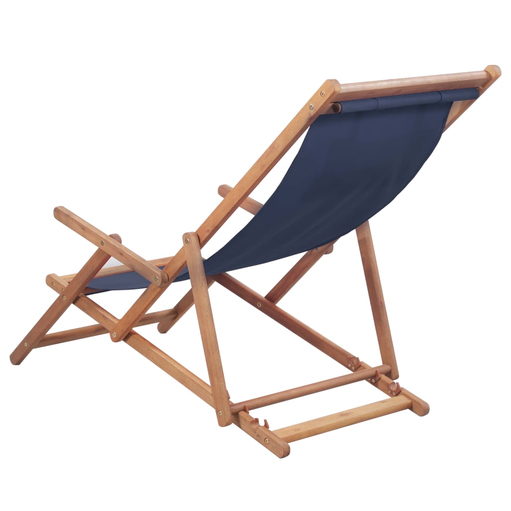 Strandstoel inklapbaar stof en houten frame blauw Tuinstoelen | Creëer jouw Trendy Thuis | Gratis bezorgd & Retour | Trendy.nl