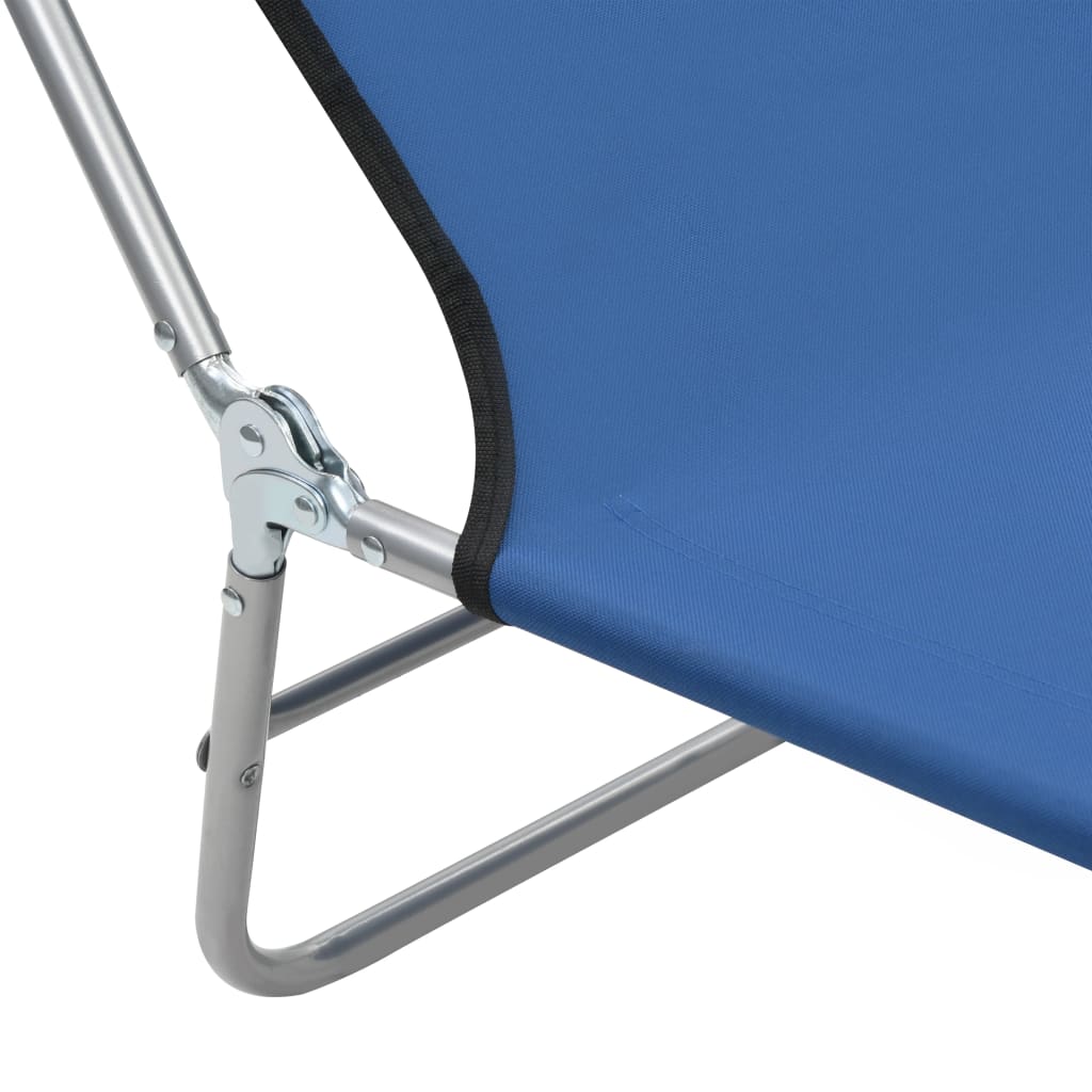 Ligbedden inklapbaar 2 st staal en stof blauw Ligstoelen | Creëer jouw Trendy Thuis | Gratis bezorgd & Retour | Trendy.nl