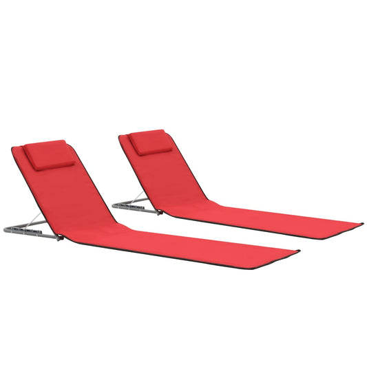 Strandmatten inklapbaar 2 st staal en stof rood Ligstoelen | Creëer jouw Trendy Thuis | Gratis bezorgd & Retour | Trendy.nl