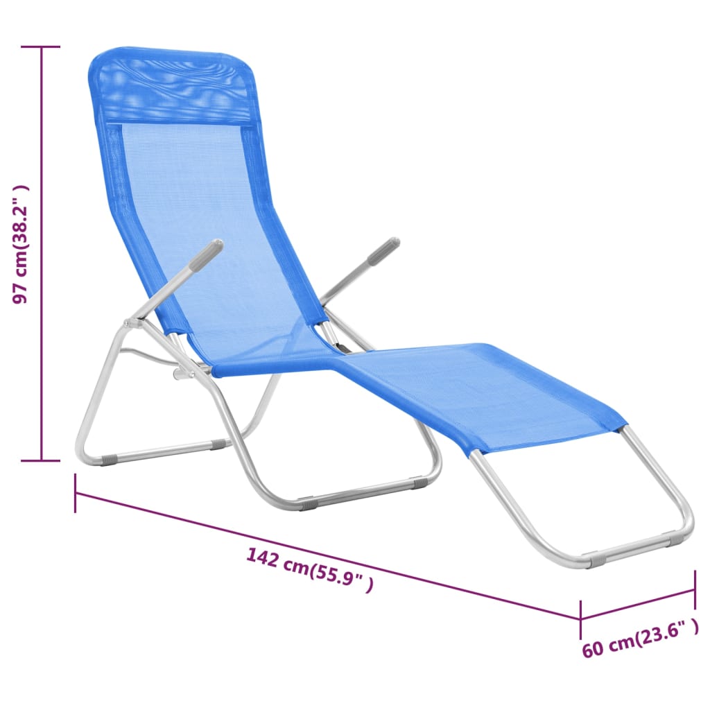 Ligbedden inklapbaar 2 st textileen blauw Ligstoelen | Creëer jouw Trendy Thuis | Gratis bezorgd & Retour | Trendy.nl