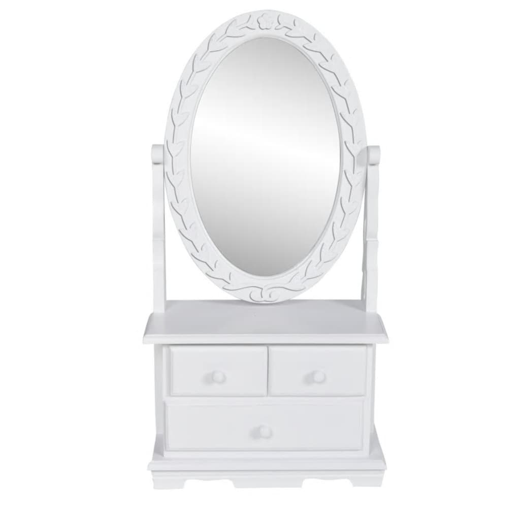 Stijlvolle MDF kaptafel met bijzondere ovale spiegel - Ideaal voor jouw schoonheidsrituelen! Slaapkamerkaptafels | Creëer jouw Trendy Thuis | Gratis bezorgd & Retour | Trendy.nl